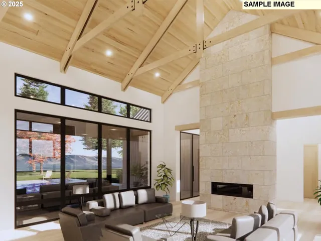 a bedroom with a bed and large window