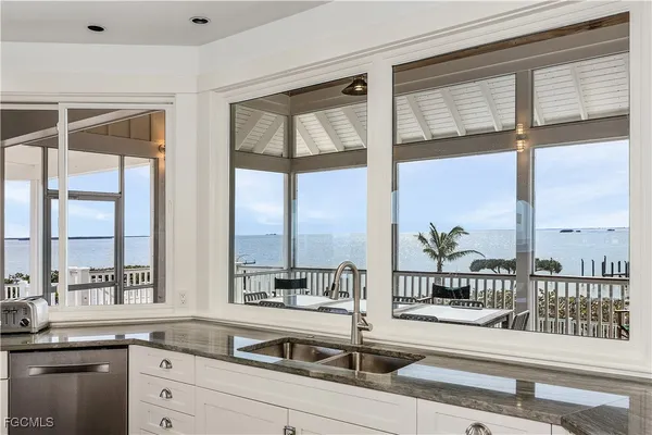 a view of a sink and window
