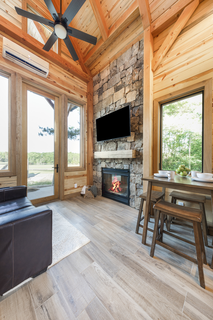 1667 Sherwood Camp Road Dahinda, IL 61428 - Photo 8 of 26 a living room with furniture a fireplace and a flat screen tv