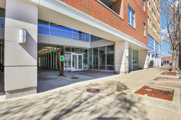 a view of a building with door