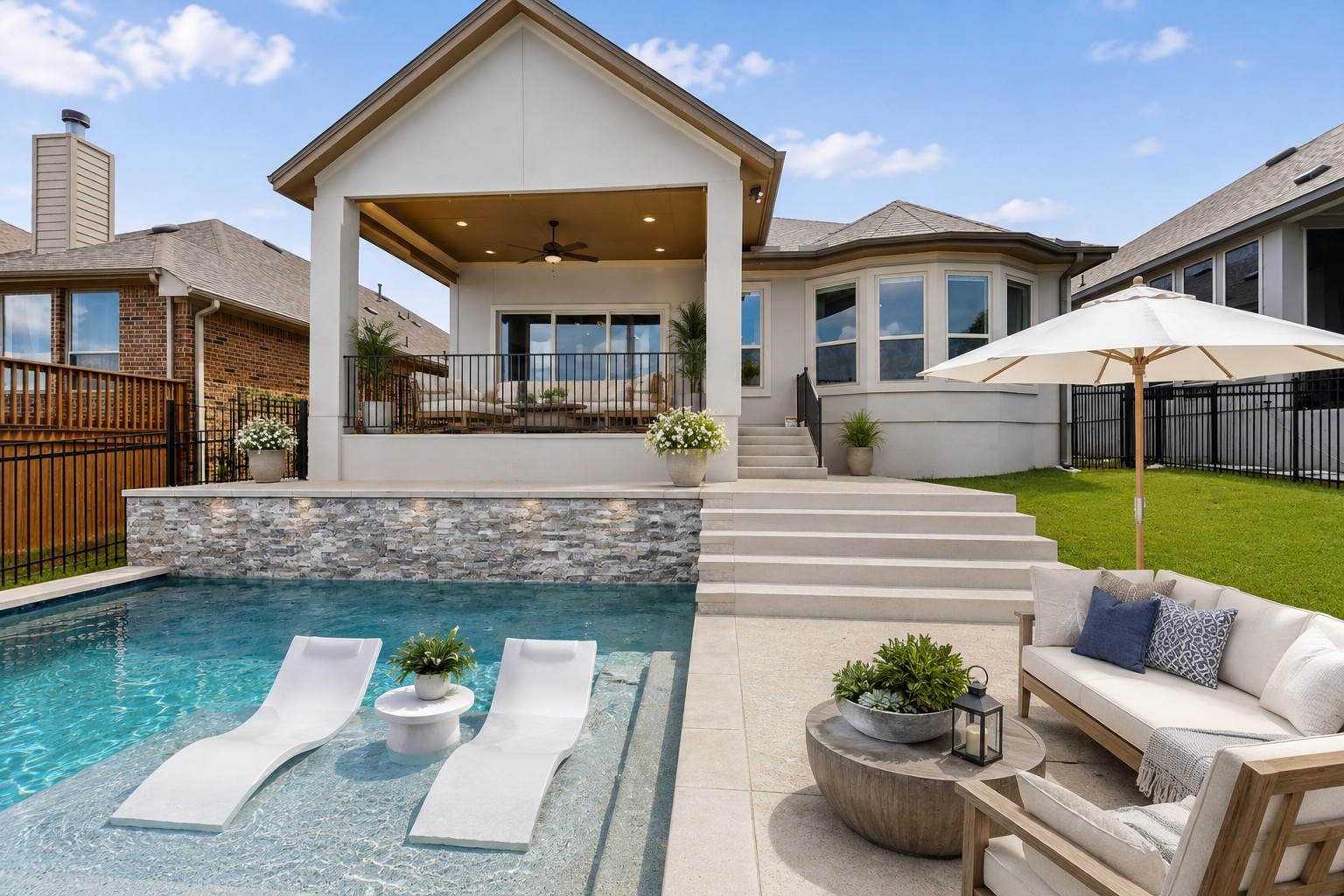 2617 Milan Meadows Drive Leander, TX 78641 - Photo 33 of 40 An inviting outdoor oasis, featuring a sleek pool and a comfortable covered patio for alfresco living.