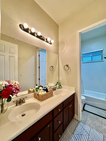 wooden floor in a hall with a workspace