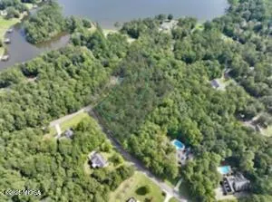 an aerial view of a house with a lush green forest