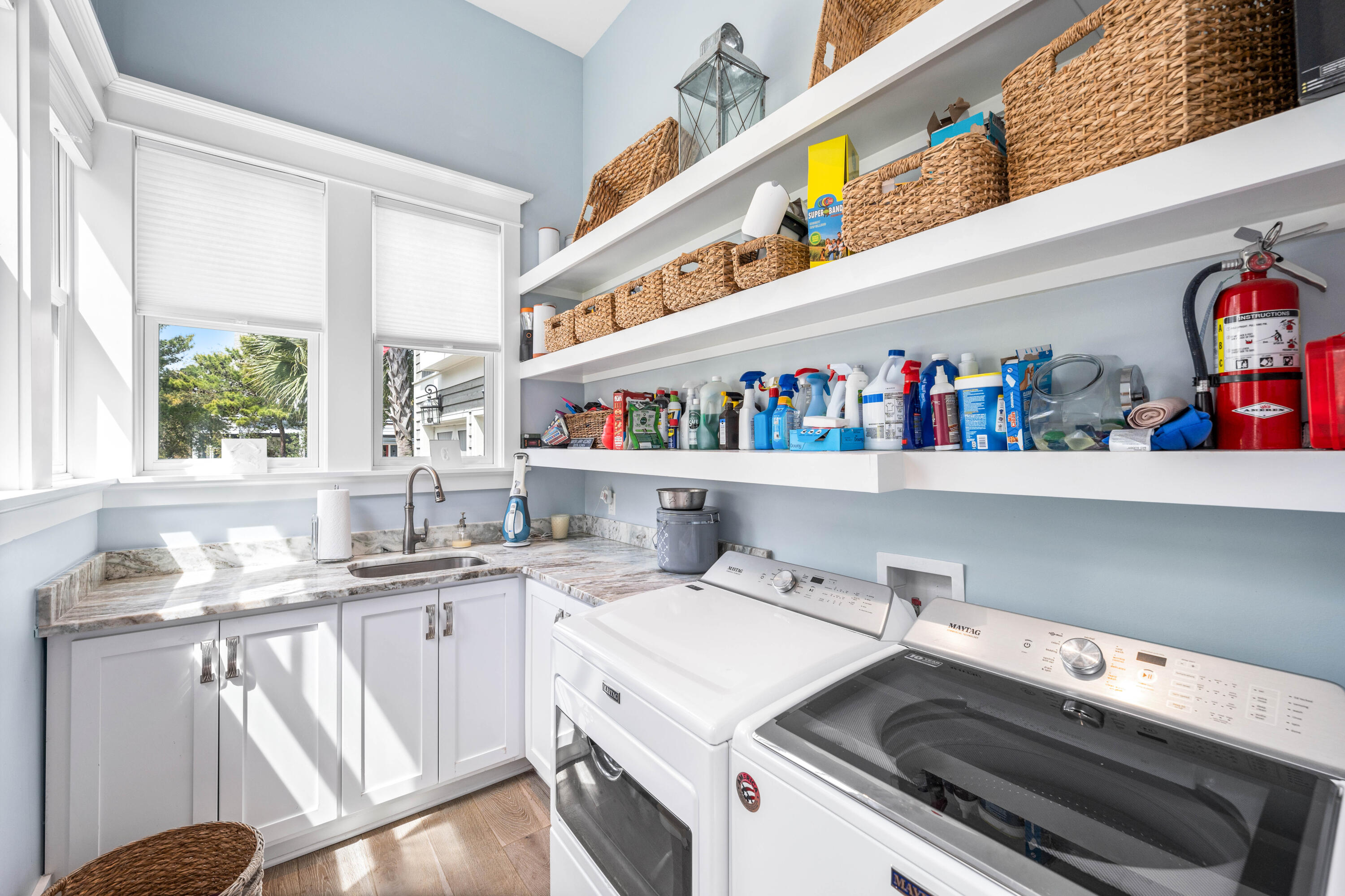 52 North Shingle Way Inlet Beach, FL 32461 - Photo 58 of 77 a utility room with sink dryer and washer