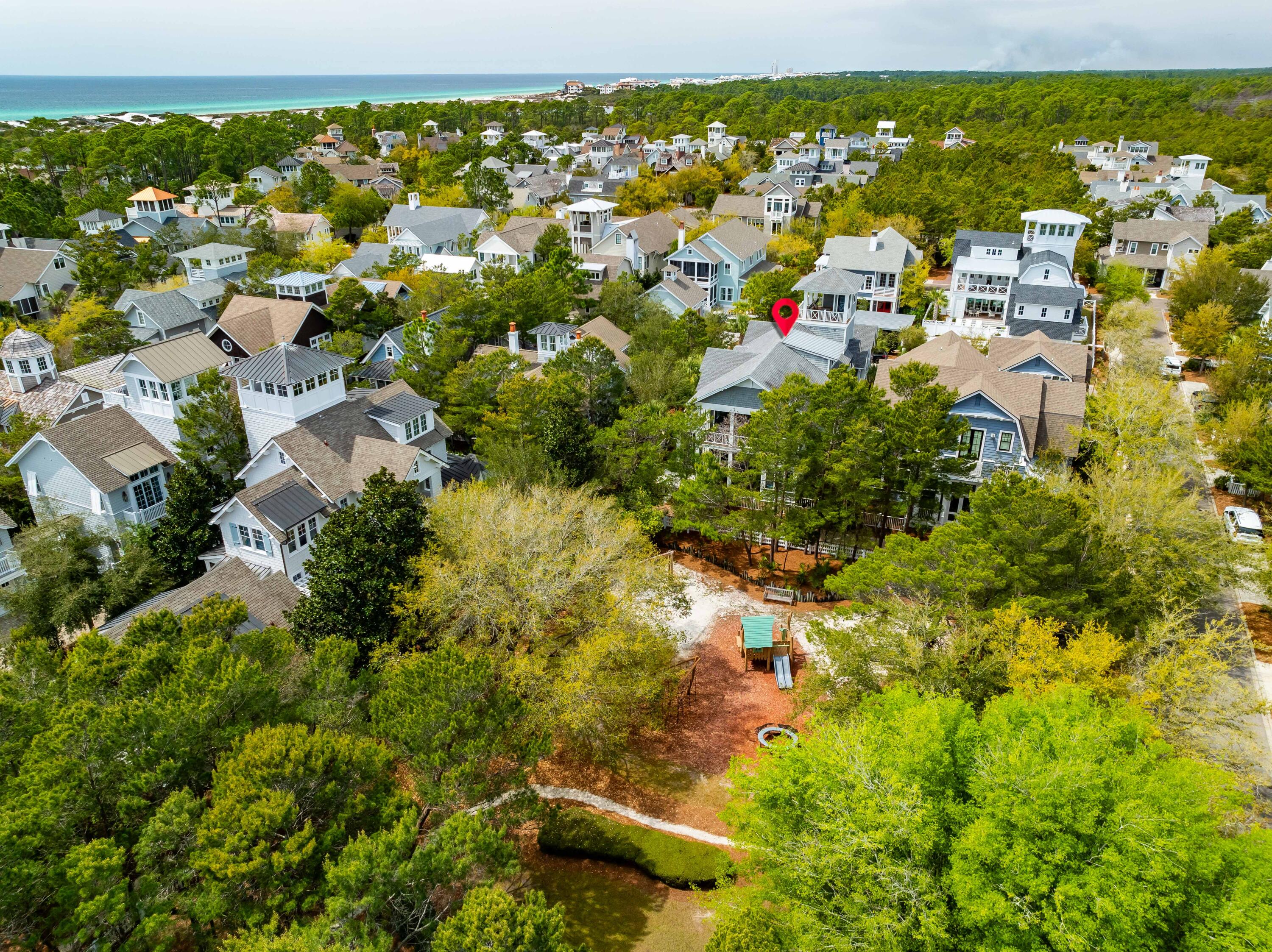 52 North Shingle Way Inlet Beach, FL 32461 - Photo 75 of 77 an aerial view of residential houses with outdoor space and trees