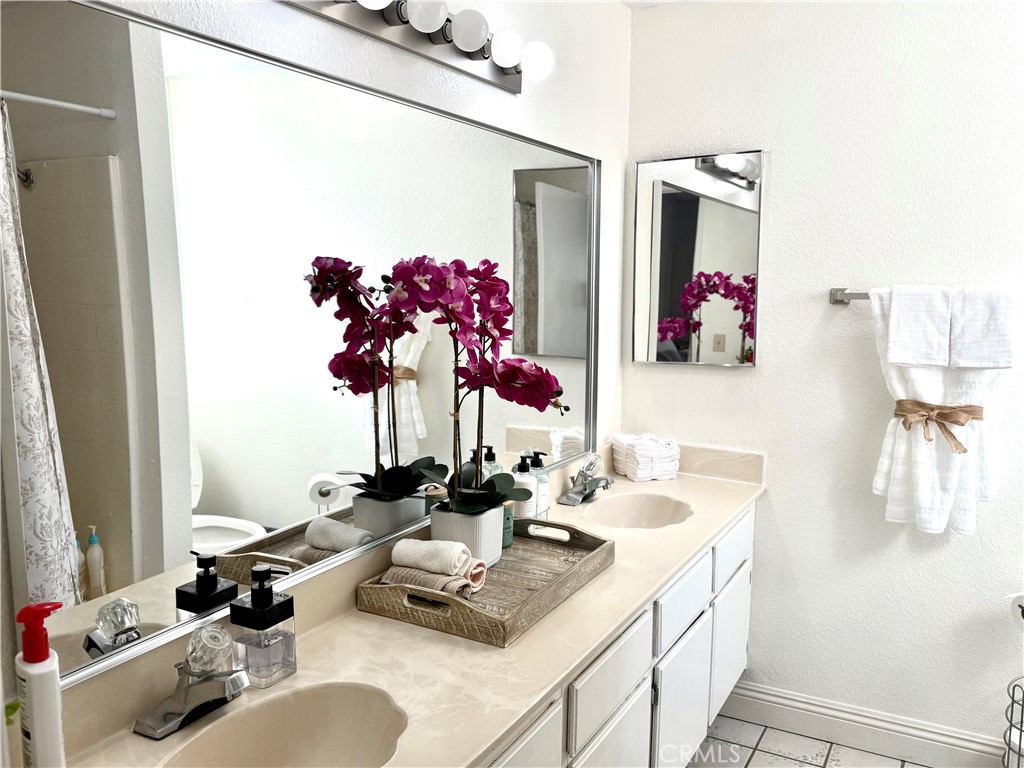 377 Quandt Ranch Road San Jacinto, CA 92583 - Photo 26 of 37 a bathroom with a sink vanity and a mirror