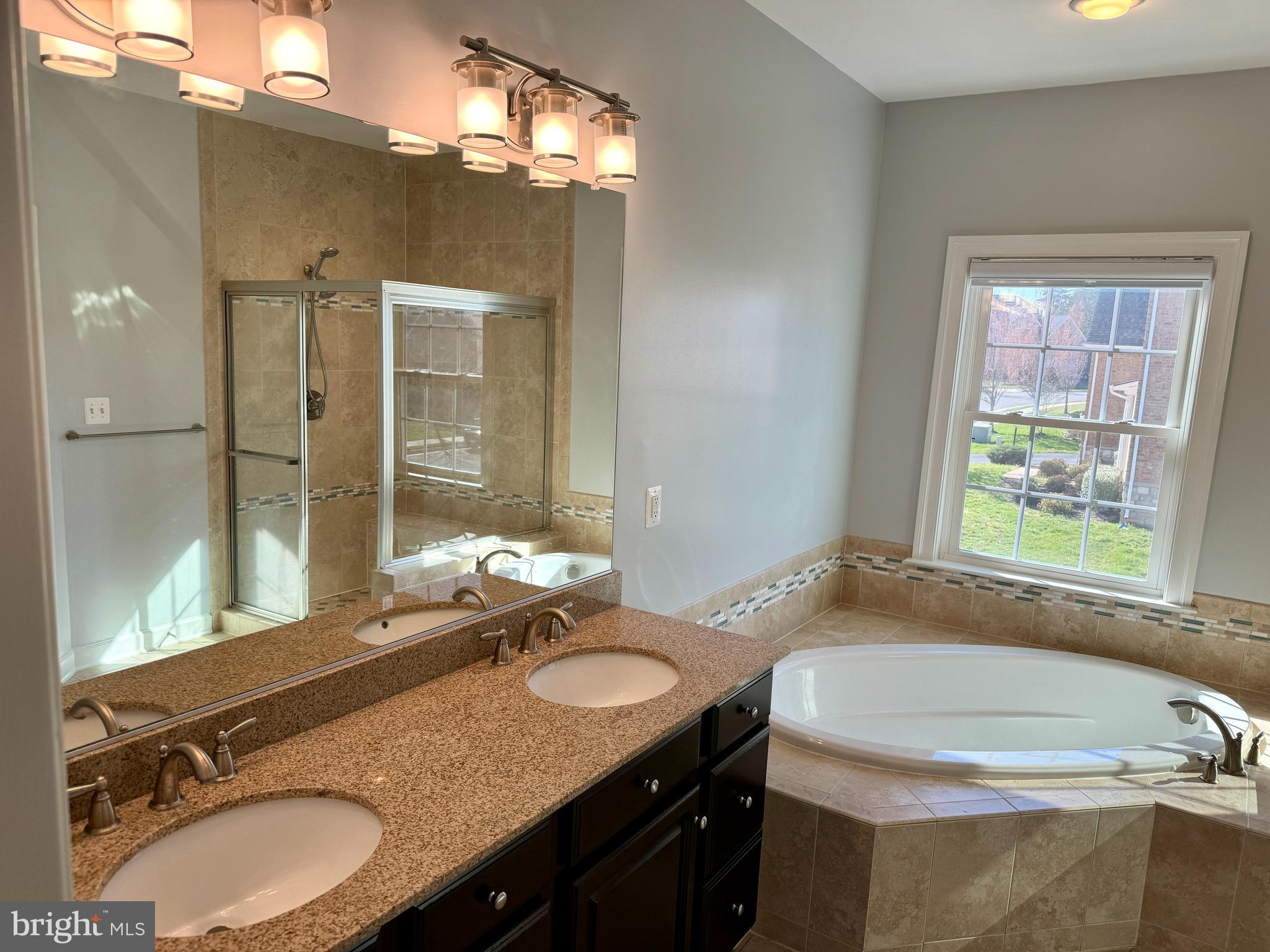 42403 Pine Forest Drive Chantilly, VA 20152 - Photo 15 of 37 a bathroom with a granite countertop tub sink and mirror