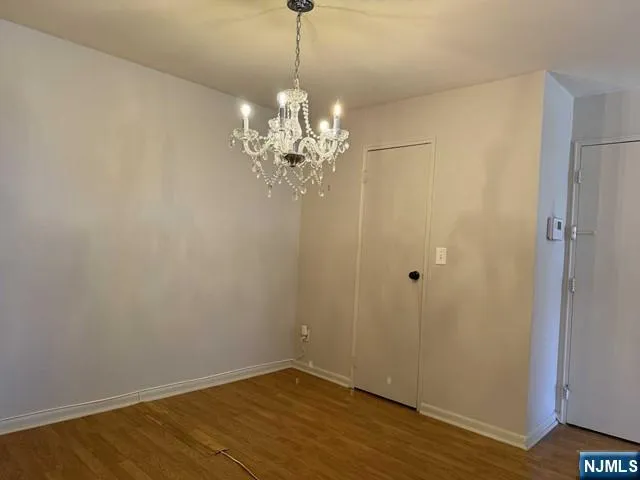 a view of a chandelier in a room