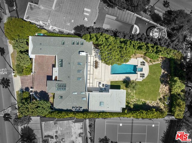 an aerial view of a house
