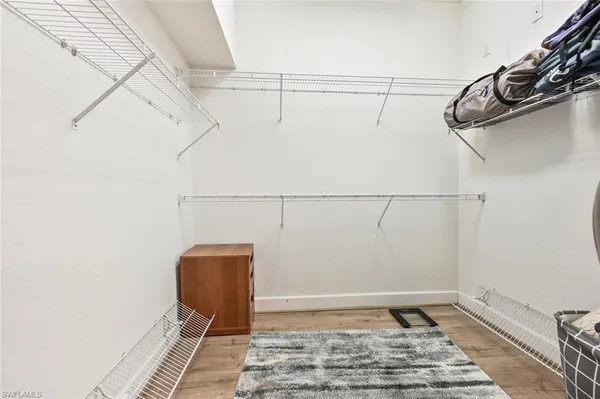 a view of small space with racks on the wall