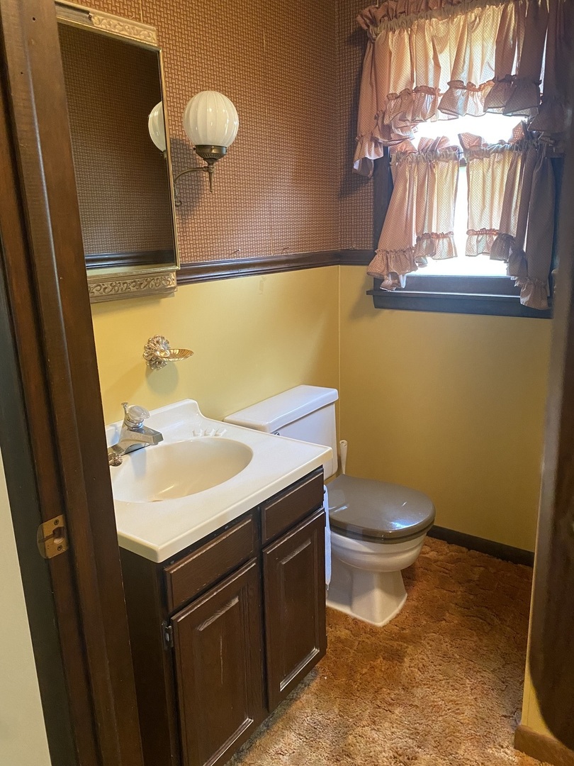 29217 Old Chicago Road La Moille, IL 61330 - Photo 19 of 34 a bathroom with a sink a toilet and mirror