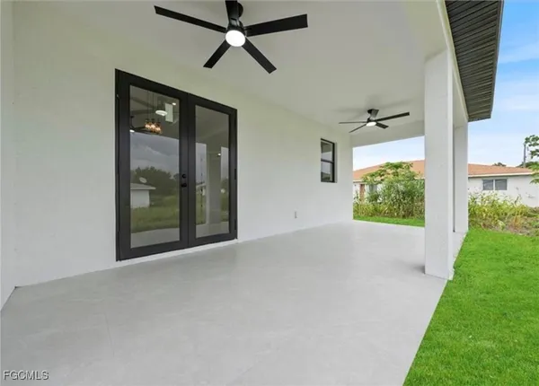 a view of a room with a garage