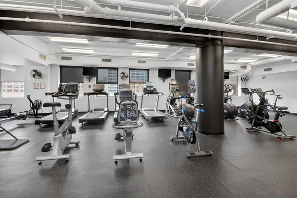 a view of a room with gym equipment