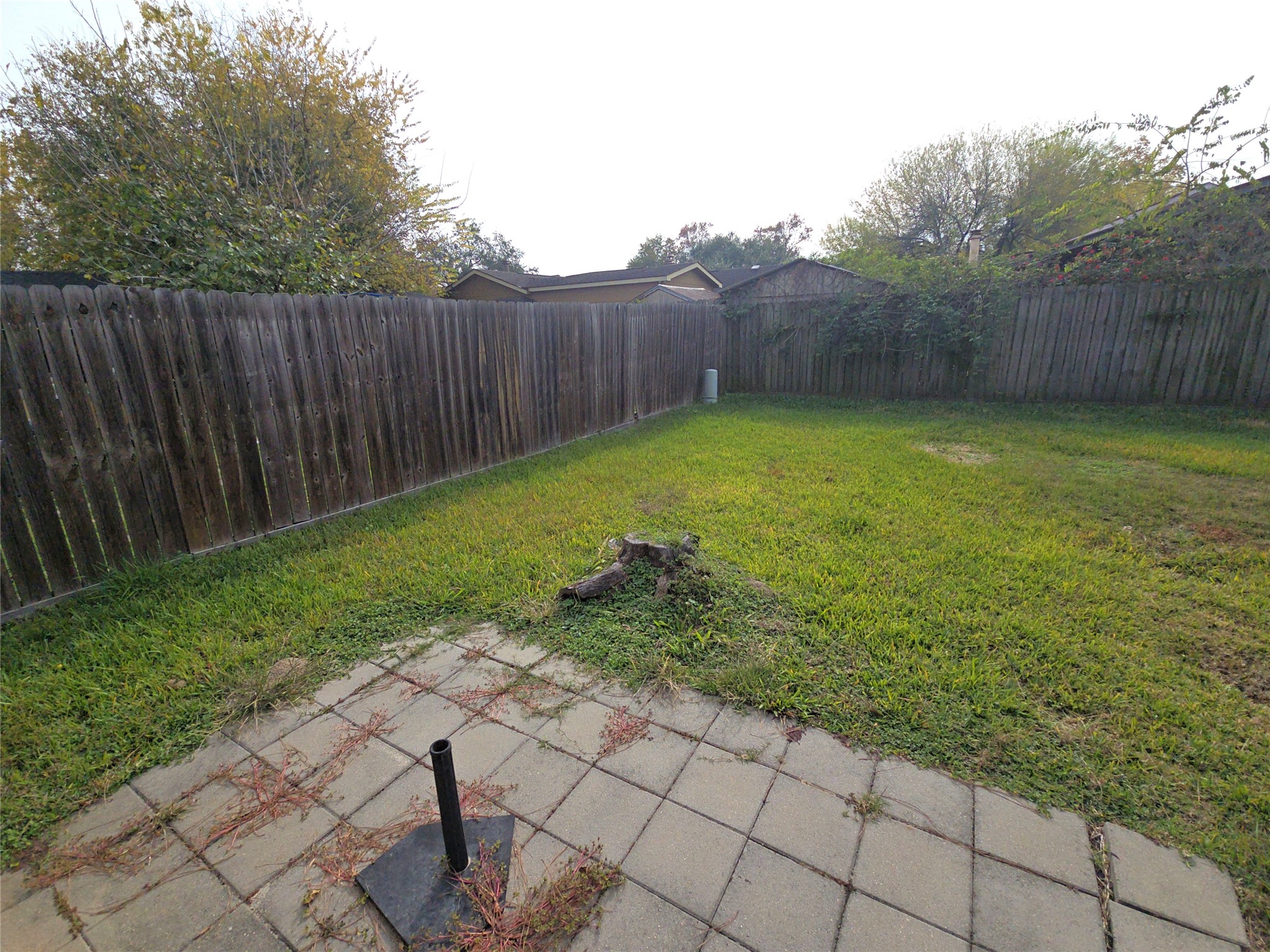 10906 Maple Rock Drive Humble, TX 77396 - Photo 25 of 27 a view of a backyard with potted plants and wooden fence