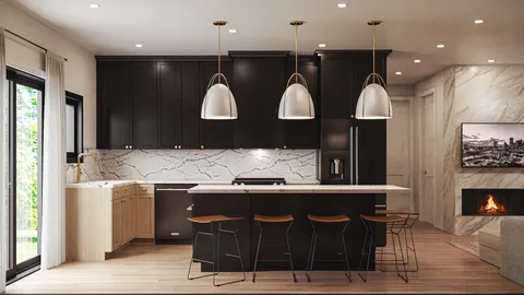 a kitchen with a sink and cabinets