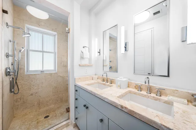 a bathroom with a shower