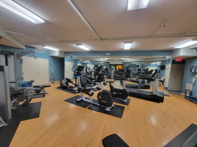 a view of a room with gym equipment