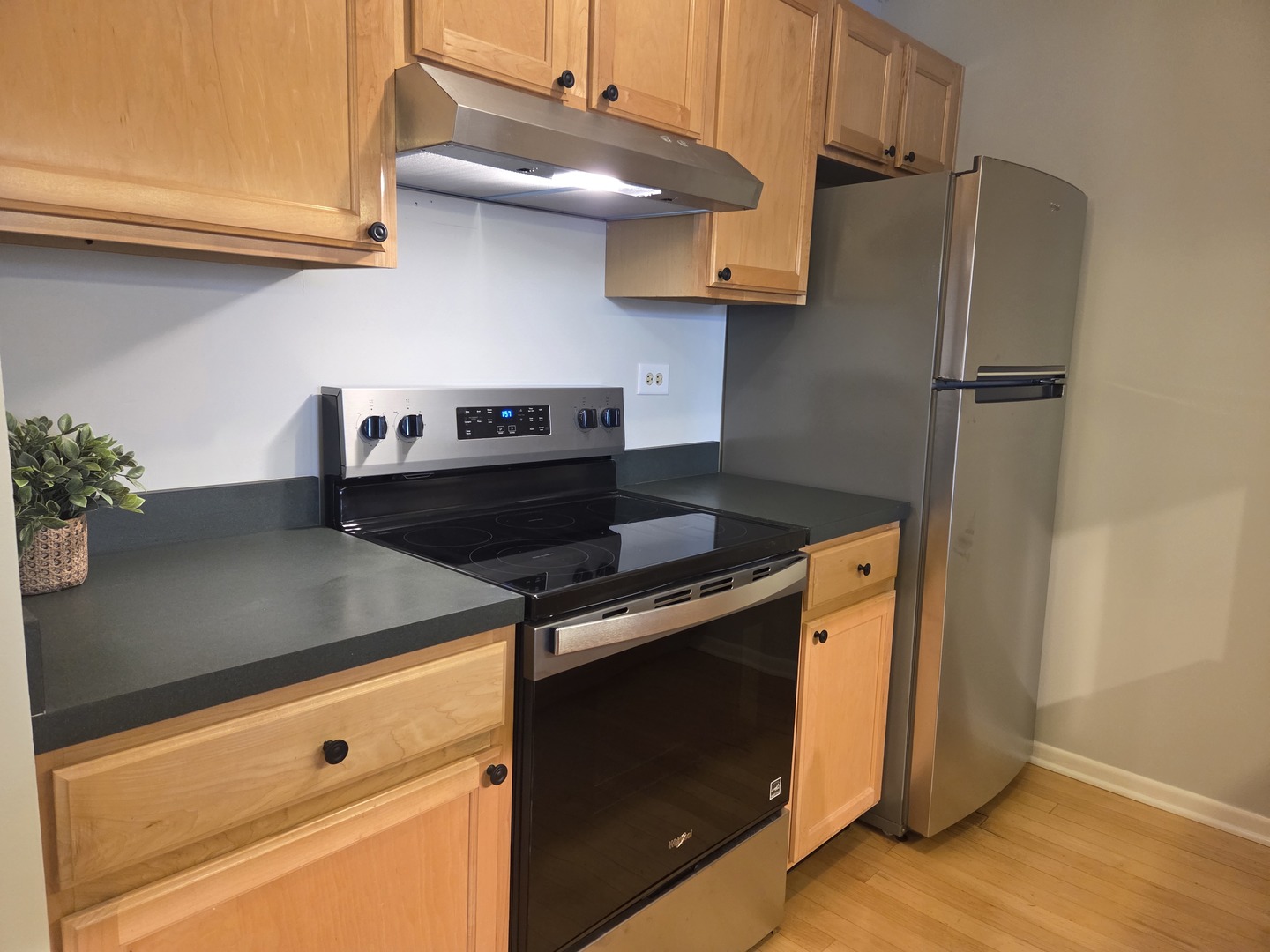 511 Aurora Avenue, Unit 108 Naperville, IL 60540 - Photo 9 of 32 a kitchen with stainless steel appliances granite countertop a refrigerator and a stove