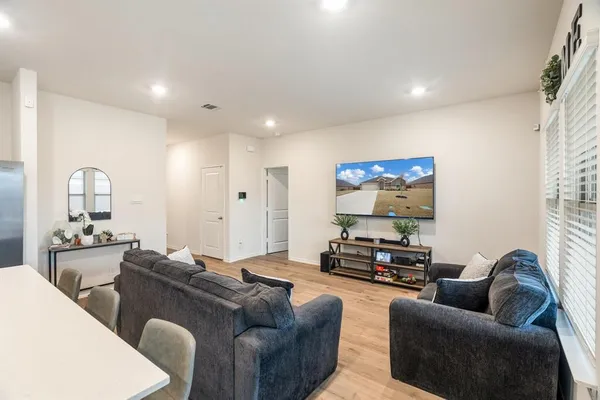 a living room with furniture