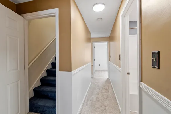 a view of room with window and carpet