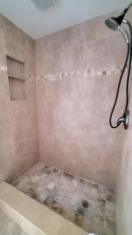 a bathroom with a shower