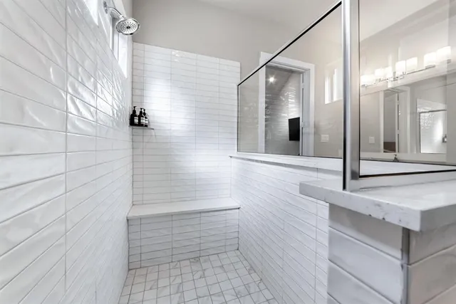 a bathroom with a shower
