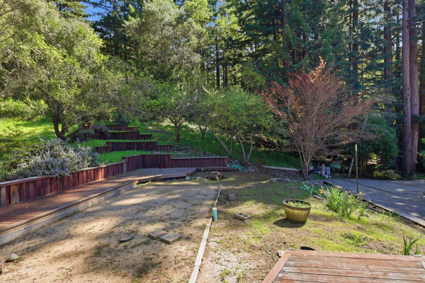 17760 China Grade Road Boulder Creek, CA 95006 - Photo 16 of 45 a view of a backyard with sitting area