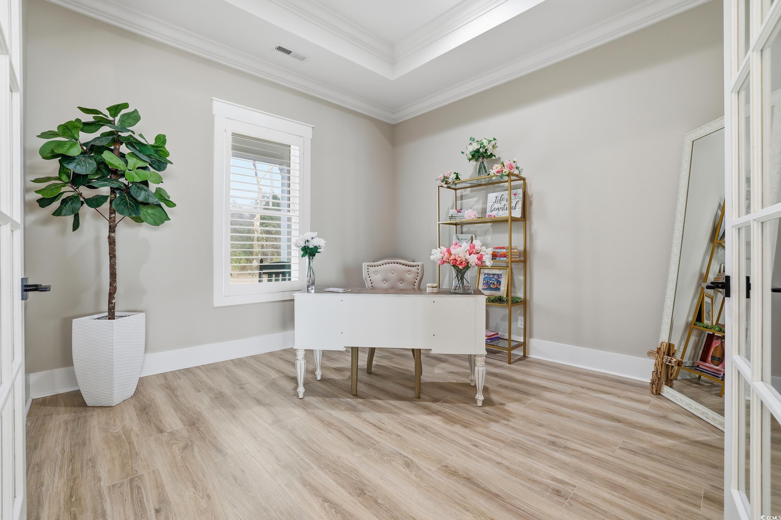 280 Bay Rdg Drive North Myrtle Beach, SC 29582 - Photo 26 of 38 Office area with light wood-style flooring and crown molding