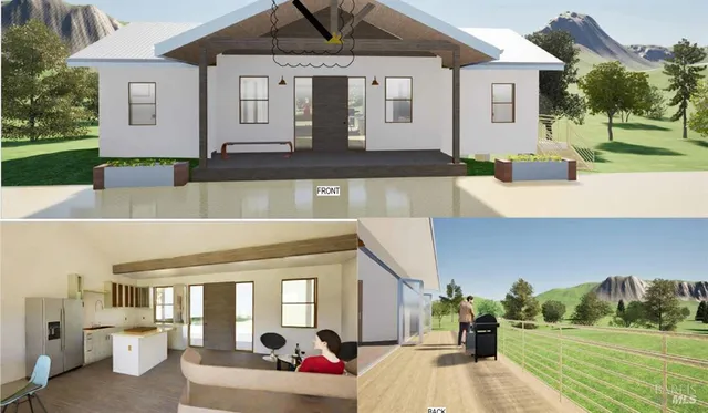 a front view of a house with a patio