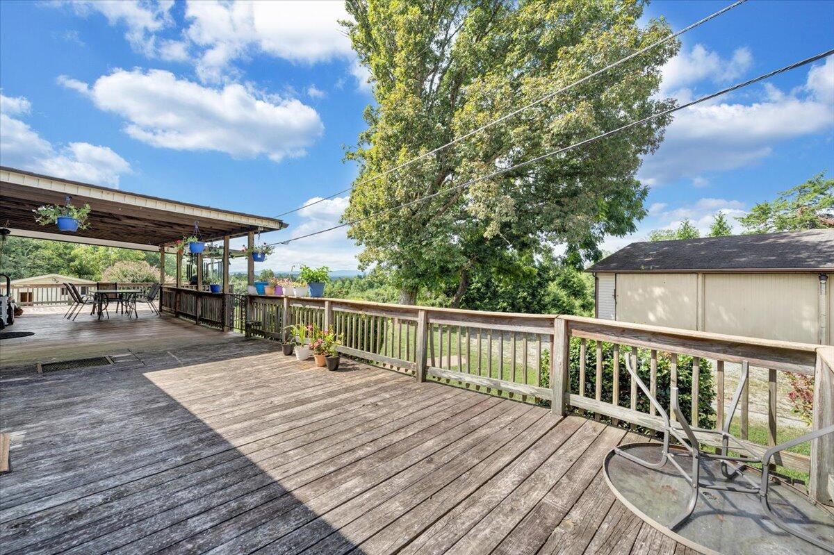 164 Tabernacle Road Penhook, VA 24137 - Photo 33 of 58 a balcony with wooden floor and outdoor seating