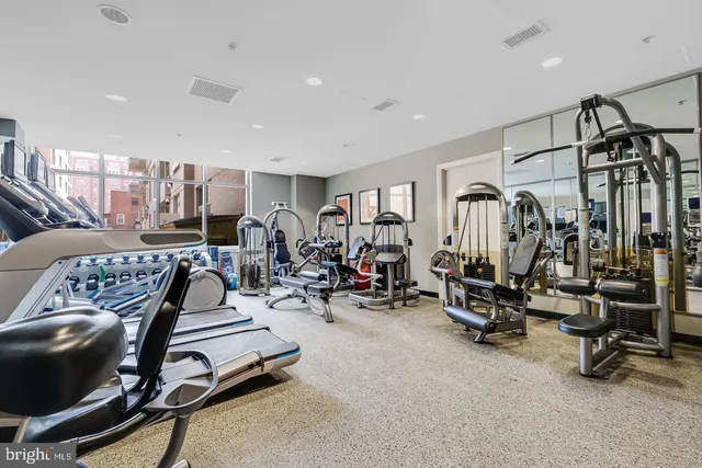 a view of a room with gym equipment