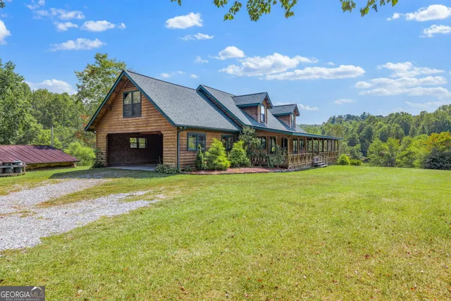 a view of a sign board with a lake view
