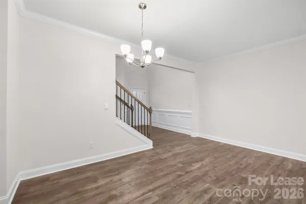 a view of a chandelier in a room