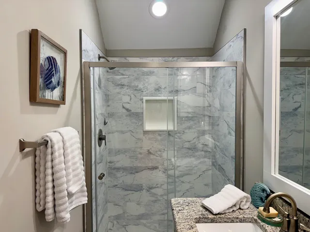 a bathroom with a shower
