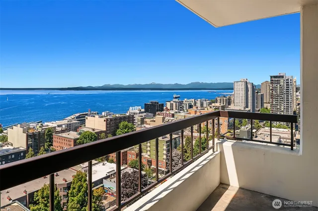 a view of city from a balcony