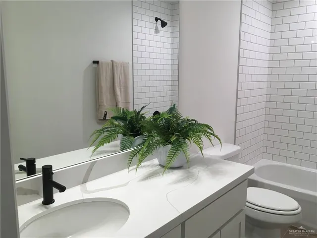 a bathroom with a shower and a toilet