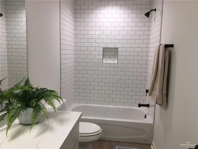 a bathroom with a bathtub