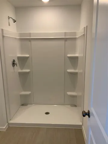 a bathroom with a bathtub