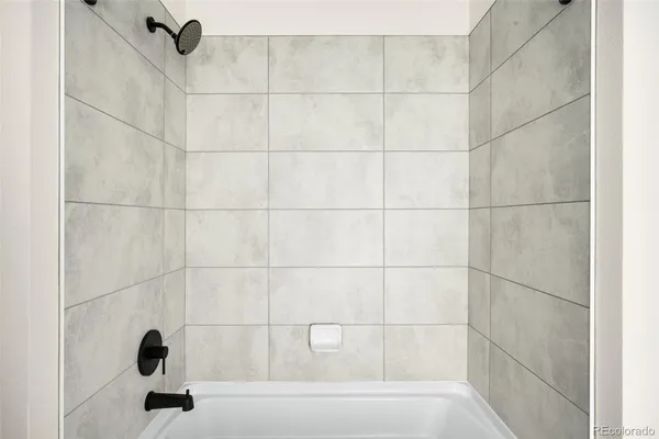 a bathroom with a bathtub