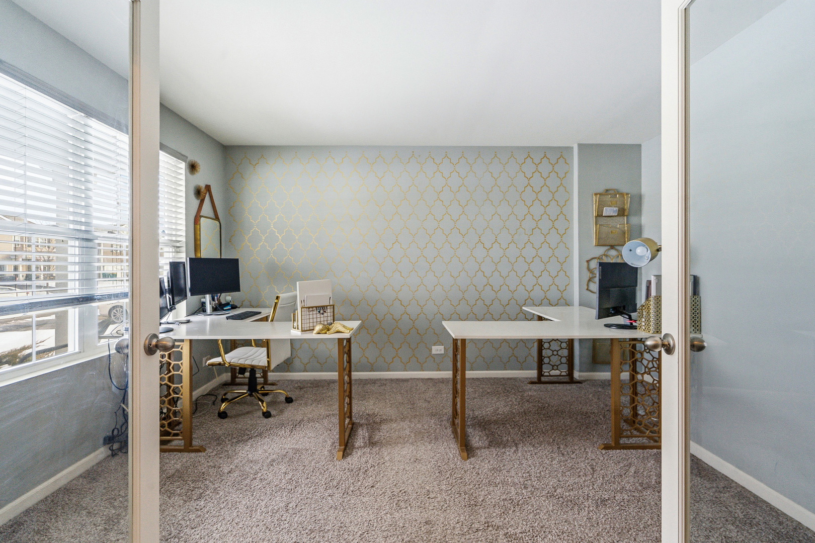 434 Stonebrook Drive Romeoville, IL 60446 - Photo 4 of 38 a view of a workspace with furniture and a window