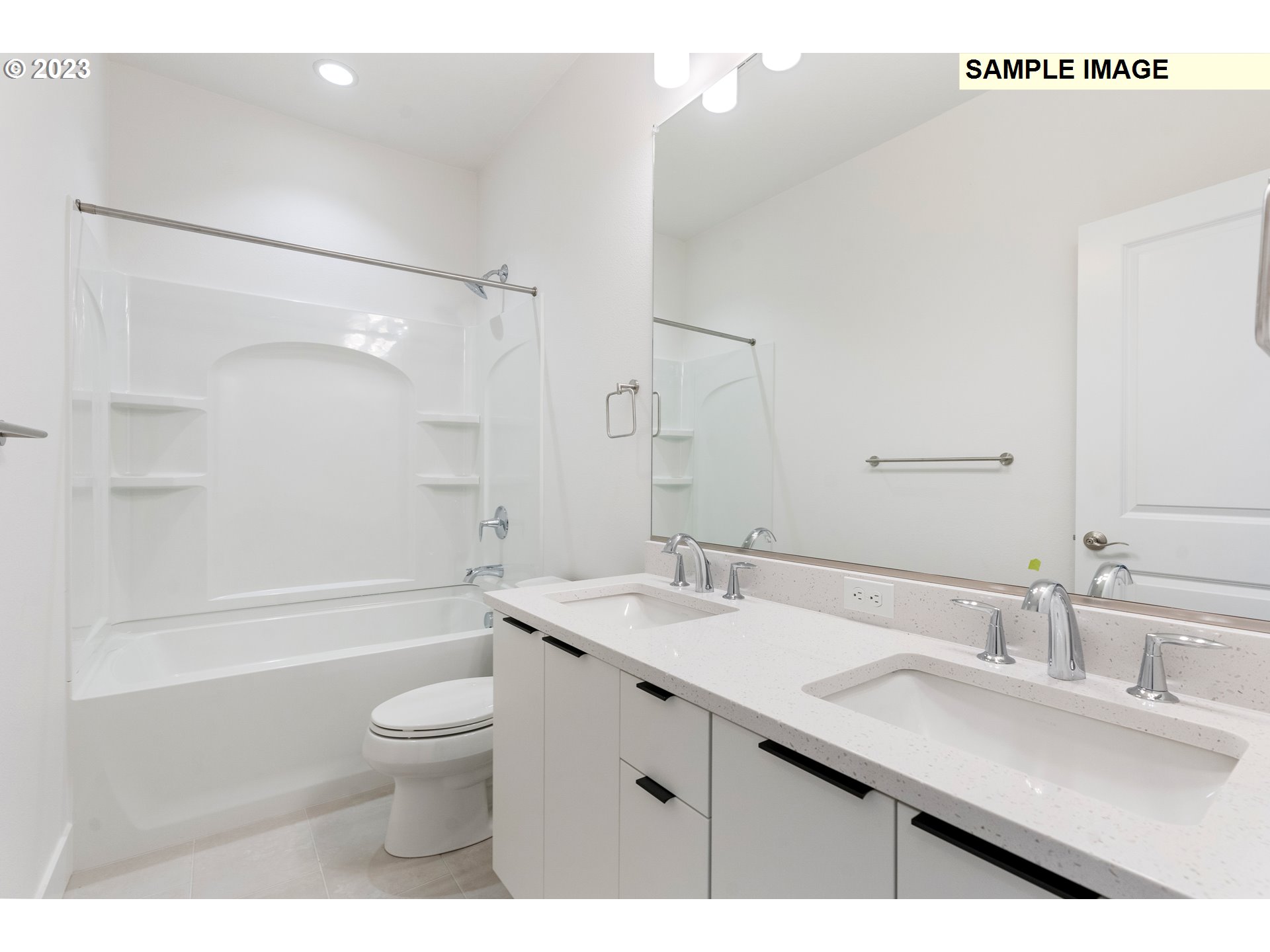 16060 Northwest Holman Way, Unit L79 Portland, OR 97229 - Photo 7 of 33 a bathroom with a sink a toilet a mirror and shower