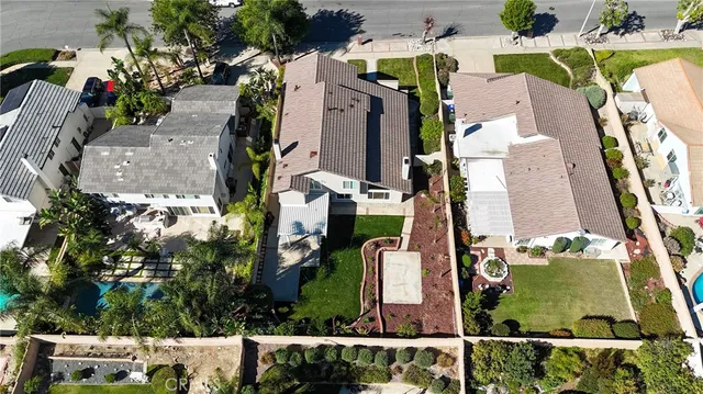 an aerial view of houses and roads