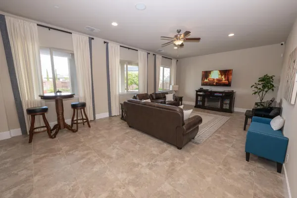 a bed room with a bed and furniture