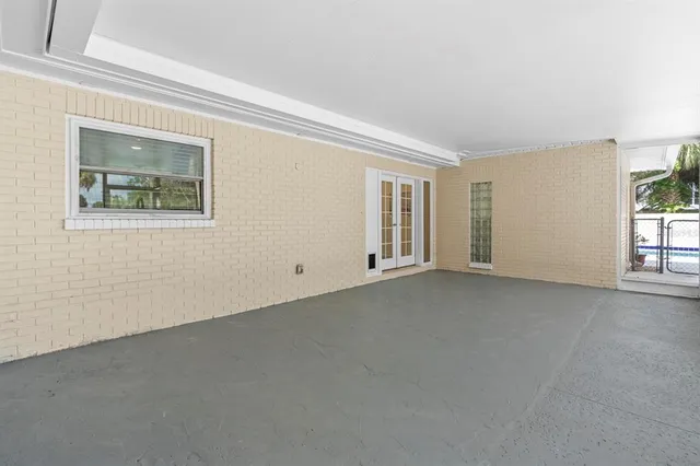 a view of a backyard with a small cabin