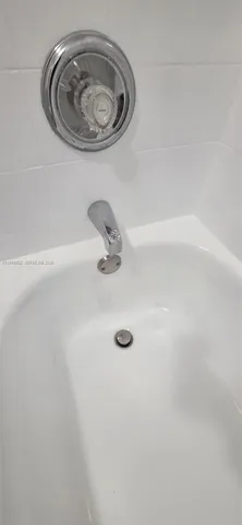 a bathroom with a bathtub