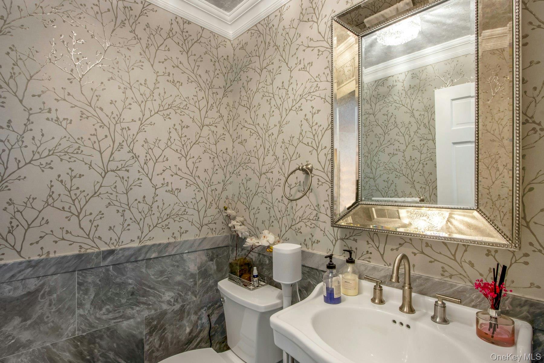 129 Washington Spring Road Palisades, NY 10964 - Photo 11 of 44 Bathroom with crown molding, sink, and toilet