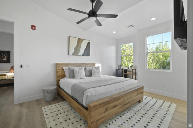 4346 Canterbury Road Hurricane, UT 84737 - Photo 23 of 37 Bedroom featuring light wood finished floors, recessed lighting, and a ceiling fan