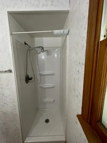 a bathroom with a shower