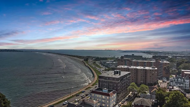 a view of a terrace with city view