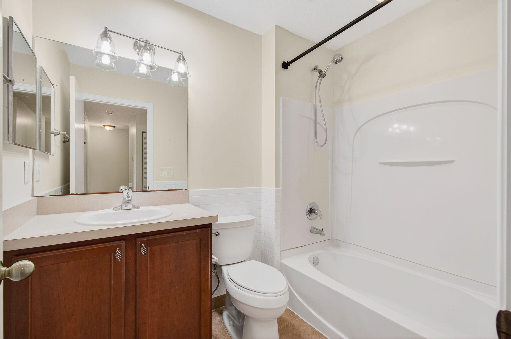 4582 Danson Way Delray Beach, FL 33445 - Photo 37 of 74 a bathroom with a granite countertop sink toilet and shower